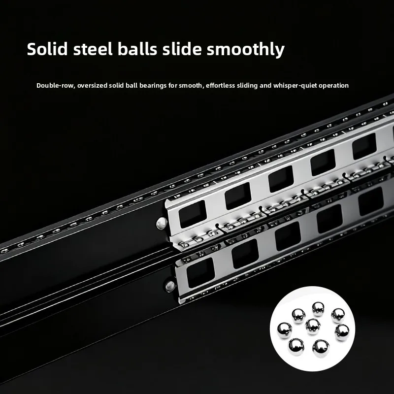 Black Three Section Heavy Duty Buffered Drawer Slides In Steel Ball Bearing Extension To M Rail Choices Up Travel Furniture Or