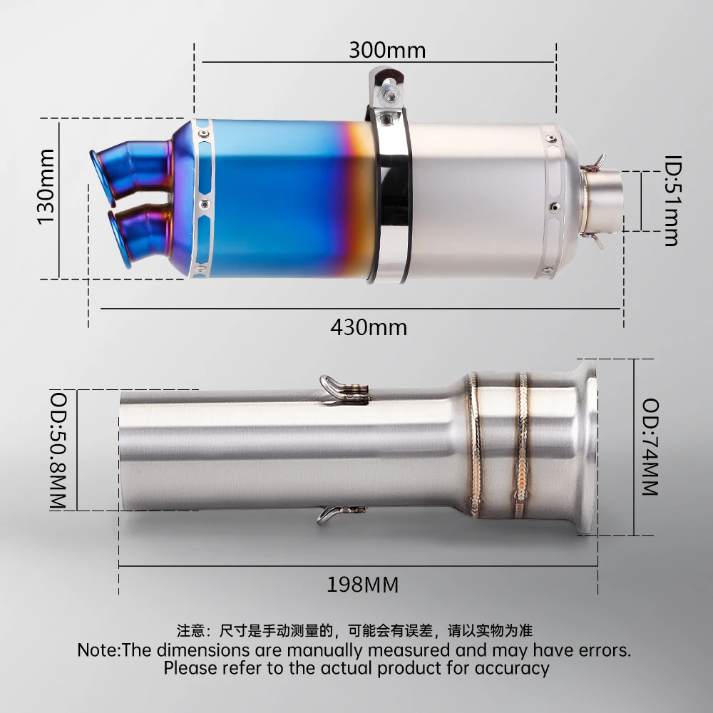 51mm Mid Link Pipe Slip On Exhaust System FOR  1050 1090 1190 1290 ADV Motorcycle Racing Modified Parts