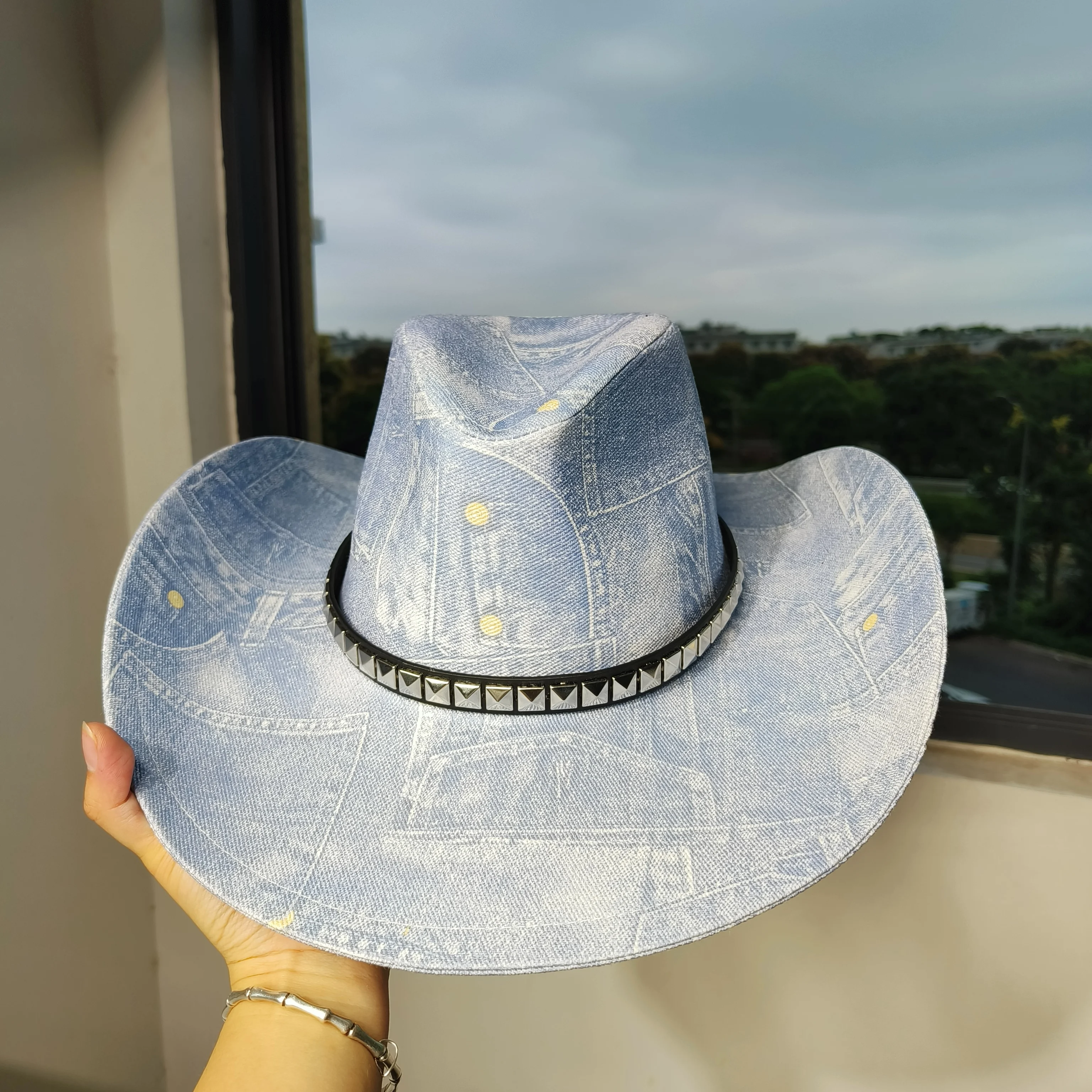 Denim Patchwork Cowboy Hat Men Women canvas hat unisex cowboy hat retro party stage sombrero vaquero dandy hats gorras