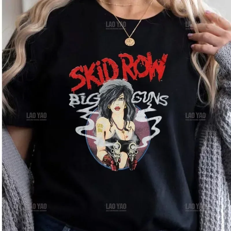 American Classic Skid Row Stg Adult Men's and Women's T-shirt Retro Rock Band Street Style Hip Hop Couple Tshirt Culture Shirt