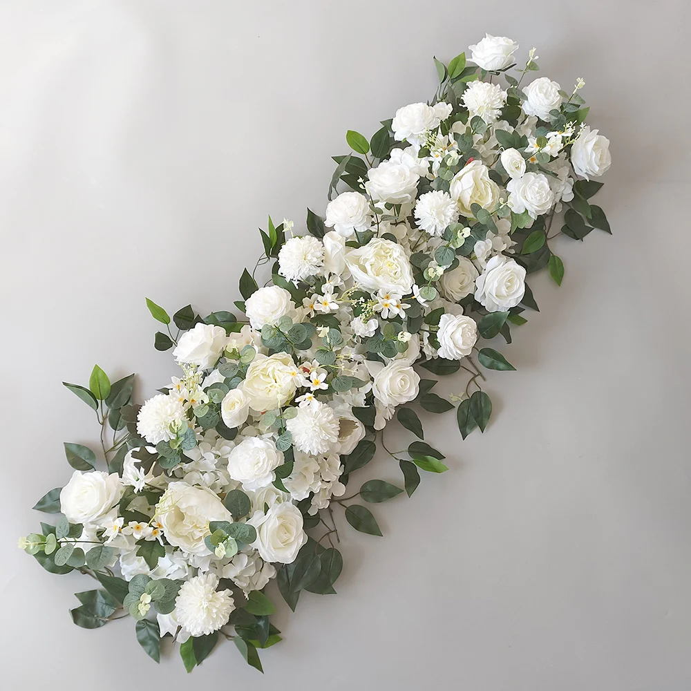 

100cm Luxury Rose Artificial Flower Row Table Centerpiece Wedding Flowers Backdrop Wall Arches Decor Party Stage Runners Florals