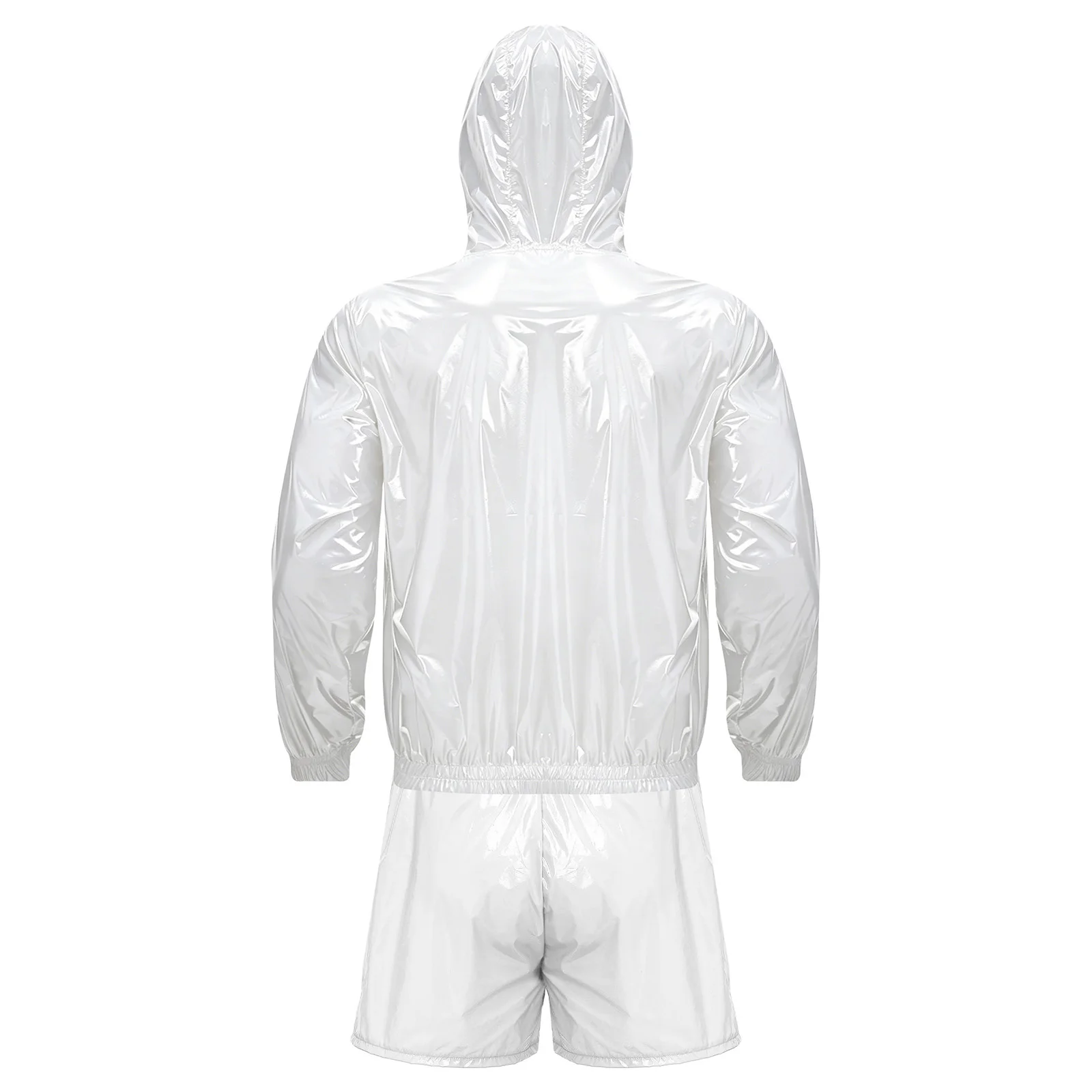 Fashion Waterproof Sweat Outfit for Men Long Sleeve Hooded Front Zip Jacket Windbreaker And Boxer Shorts for Exercise Daily Wear