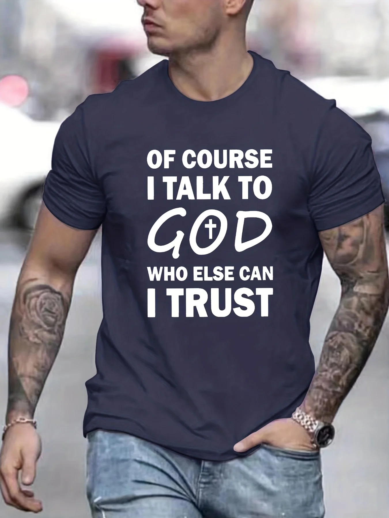 Talk To God Jesus T Shirt Print Tees for Casual Short Sleeve for Summer Spring Fall Oversized Tops As Gifts - Image 3