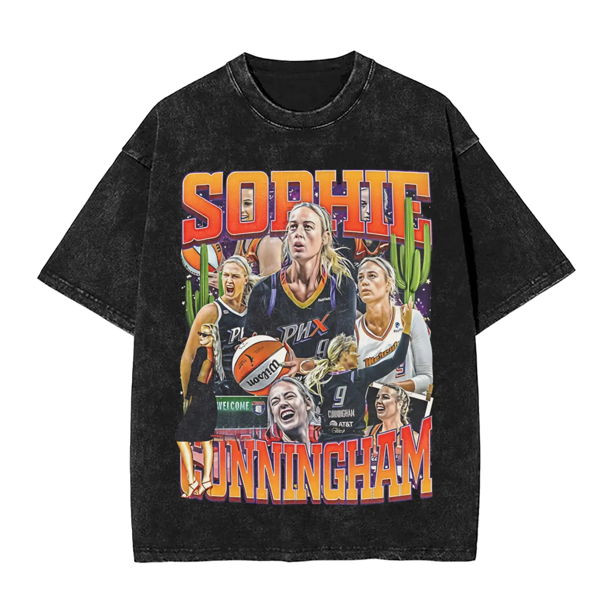 Washed T Shirt Sophie Cunningham Indiana Fever Hip Hop Novelty T-Shirt Harajuku  Streetwear 100% Cotton Summer Tops Tees