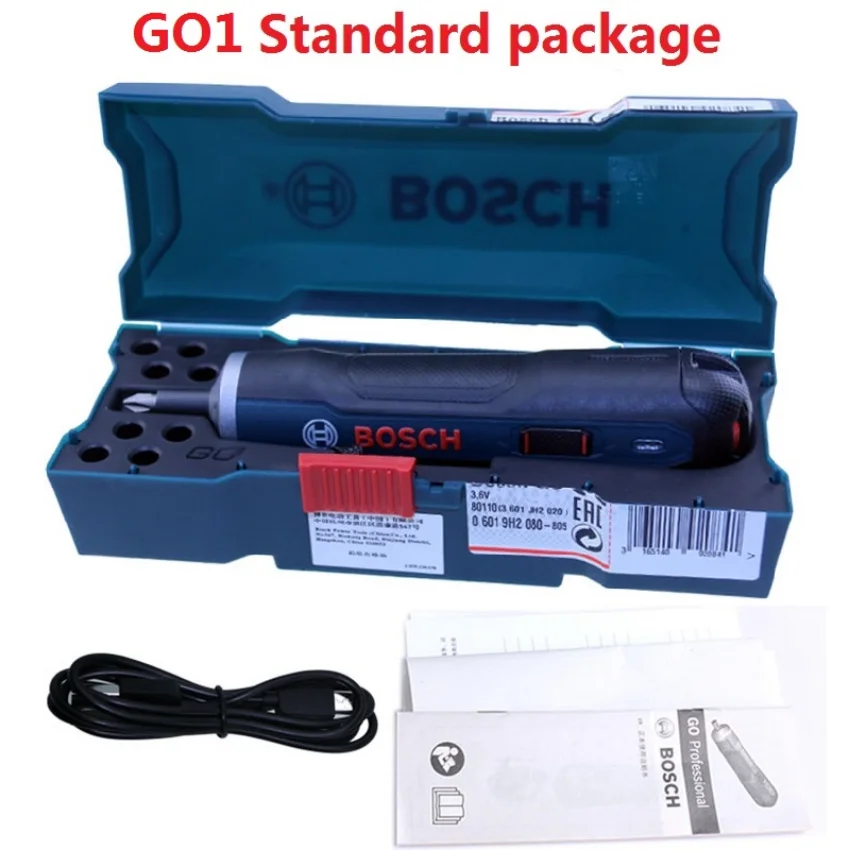 BOSCH GO1 and GO2 Household Mini Electrical Screwdriver 3.6V Lithium-ion Battery Rechargeable Cordless with Drill Bits Kits Set