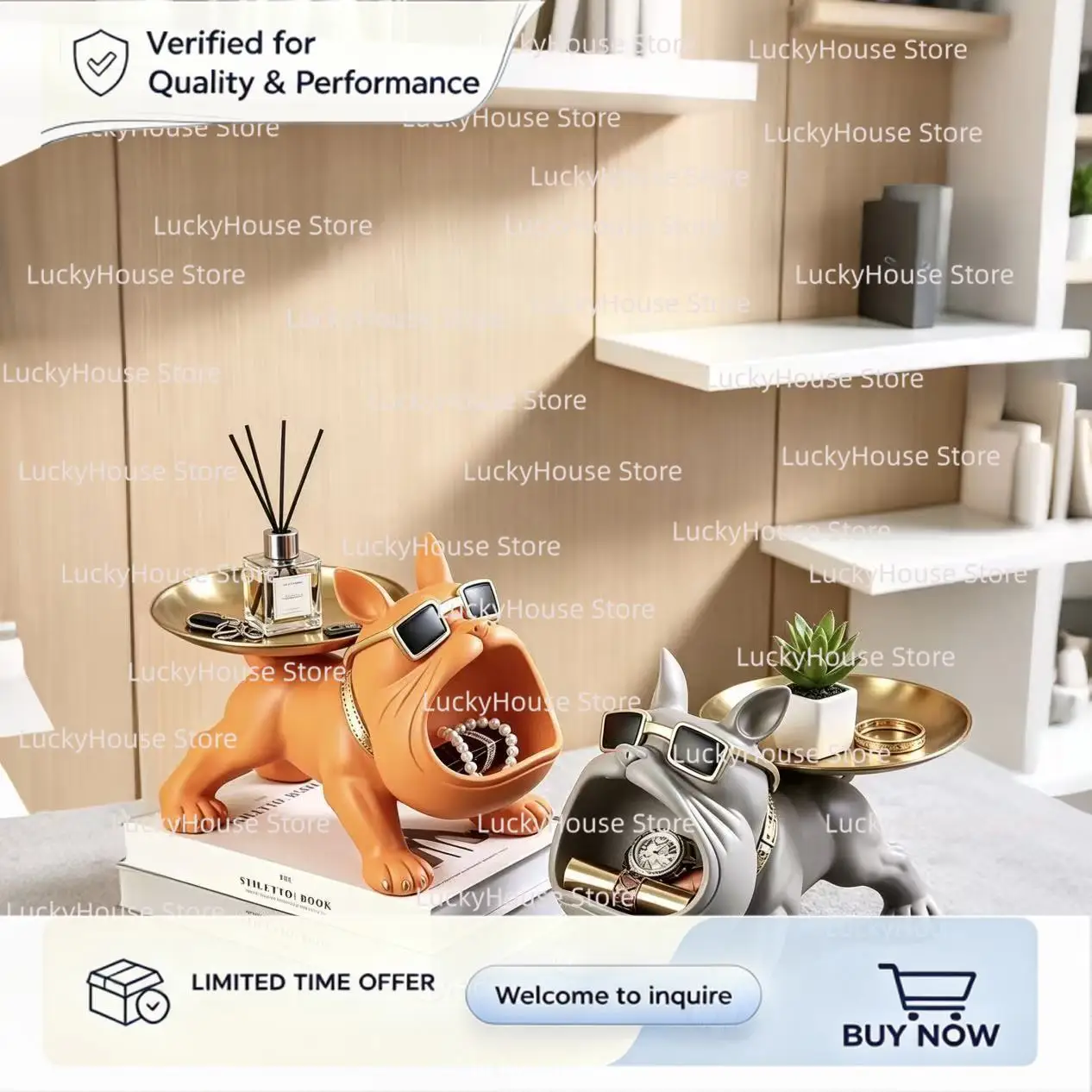 Light Luxury Big Mouth French Bulldog Statue, Creative Entryway Key Storage Tray, Unique Home Tabletop Decor Ornament