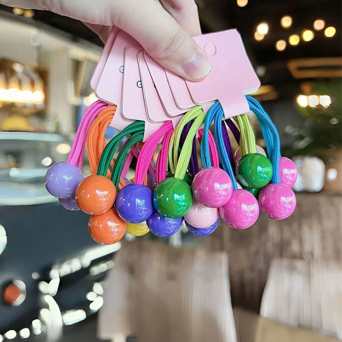14PCS candy rubber band headband tied with ponytail, round ball, colorful headband, princess rubber band, elegant headband