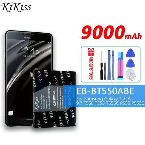 KiKiss Tablet Batteria EB-BT550ABE Per Samsung Galaxy Tab A 9.7 "SM-T550 SM-P550 T555 SM-T555C P351 9000mAh