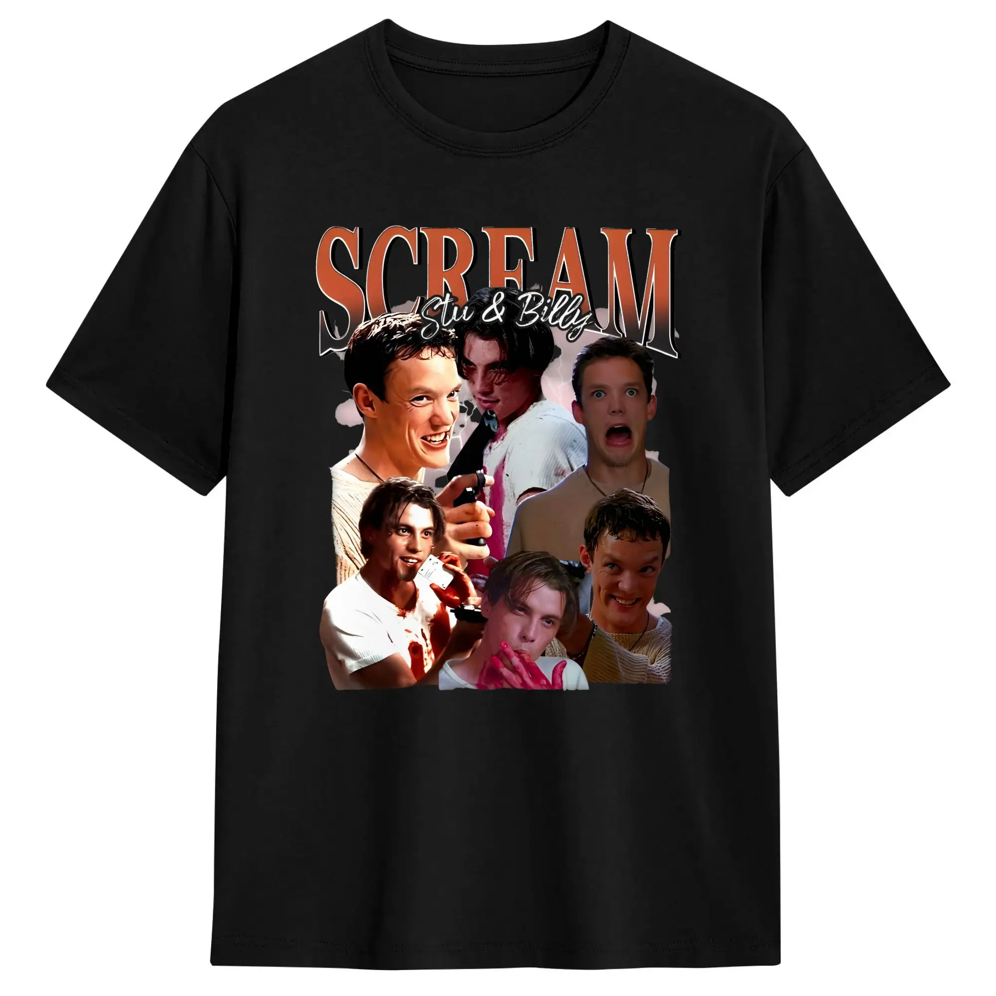 Oversized T-Shirt Beach Billy Loomis & Stu Macher Leisure T Shirts ScreamMovie Cotton T Shirt for Men Awesome Plus Size Top Tees