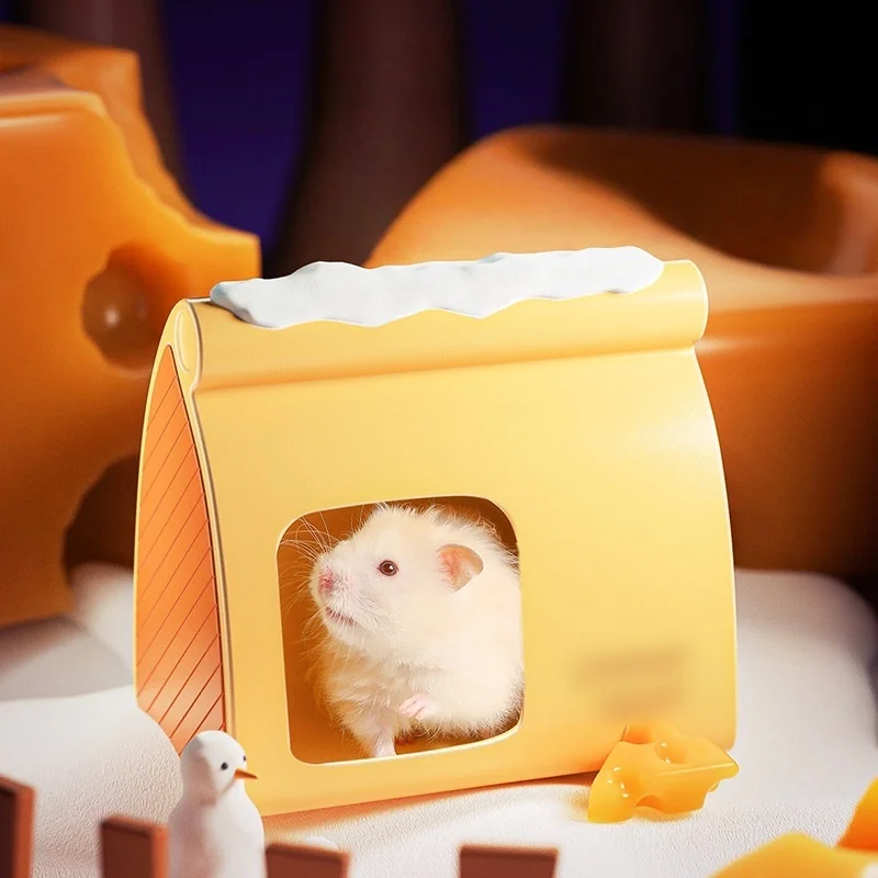 Ceramic Cooling Hamster House Cheese-Shaped Igloo for Summer Cooling Golden Hamster Hideaway House