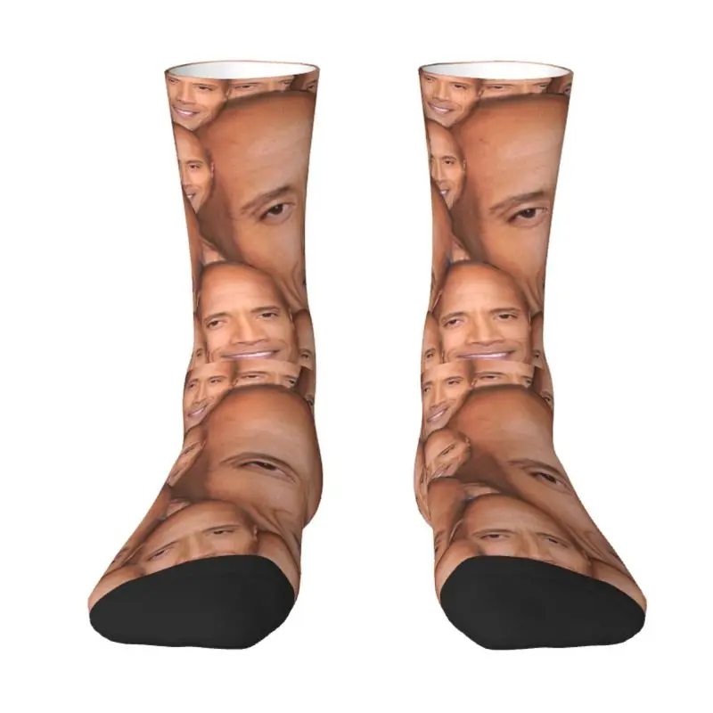 The Rock Face Dwayne Men Women Crew Socks Unisex Novelty American Actor Johnson Spring Summer Autumn Winter Dress Socks