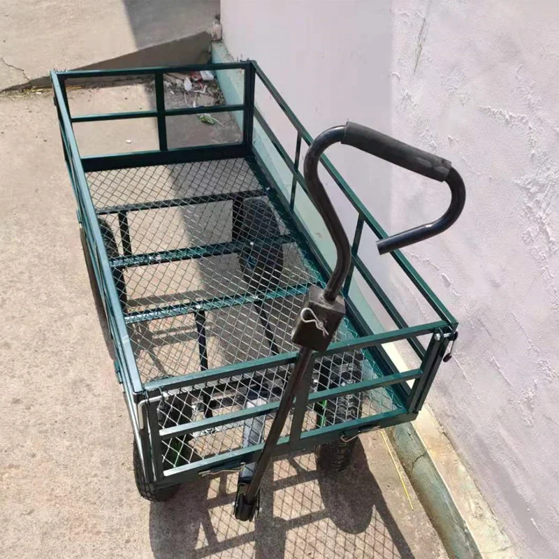 Gardening Trolleys Foldable Hand Cart Luggage Portable Four Wheel Folding Mesh Net Trailer Push Truck Household Flat Trolley