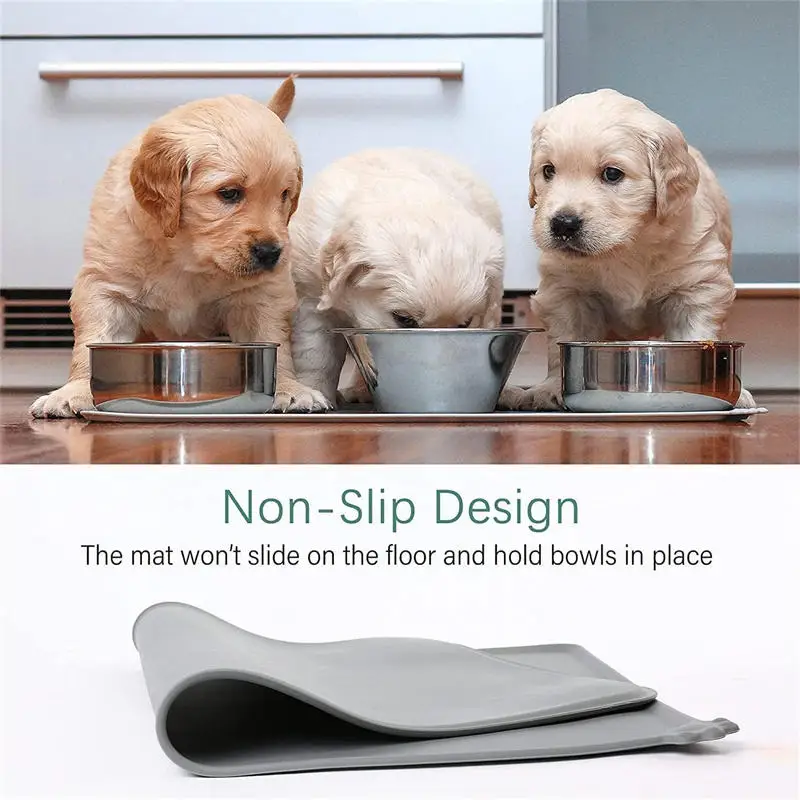 Waterproof Pet Mat For Dog Cat Solid Color Silicone Pet Food Pad Bowl Drinking Mat Dog Feeding Placemat Easy Washing Nontoxic