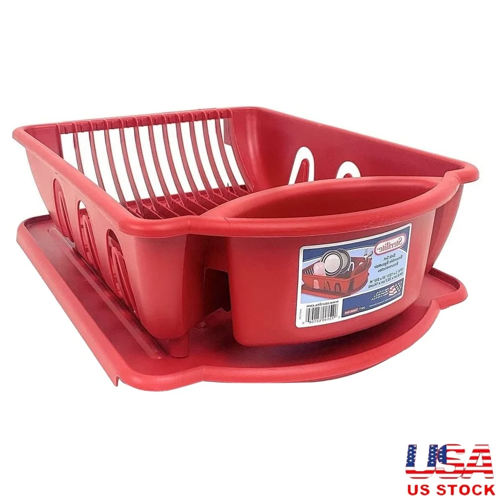 

2 Piece Ultra Sink Set Dish Rack Drain Board Foldable Easy Clean Plastic Kitchen Accessories Ideal Home Use 17.63x13.25x5.63