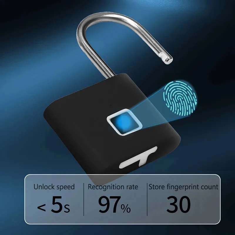 Fingerprint Padlock Anti-theft Waterproof Keyless Security Padlock Outdoor Lock Portable Smart Digital Lock Box Charging Port