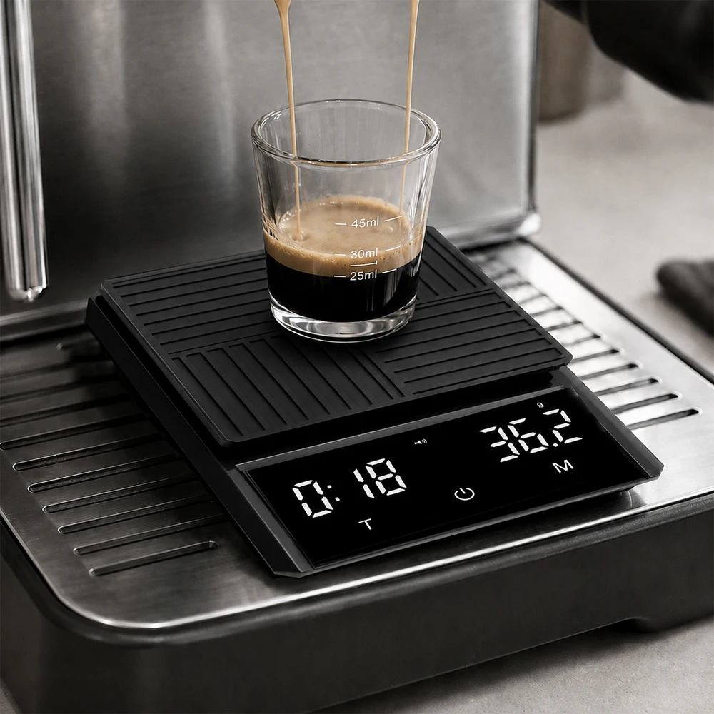 Digital Coffee Scale 3000g/0.1g with Timer Auto Tare Brew Ratio Type-C Rechargeable for Espresso Pour Over Kitchen Scale