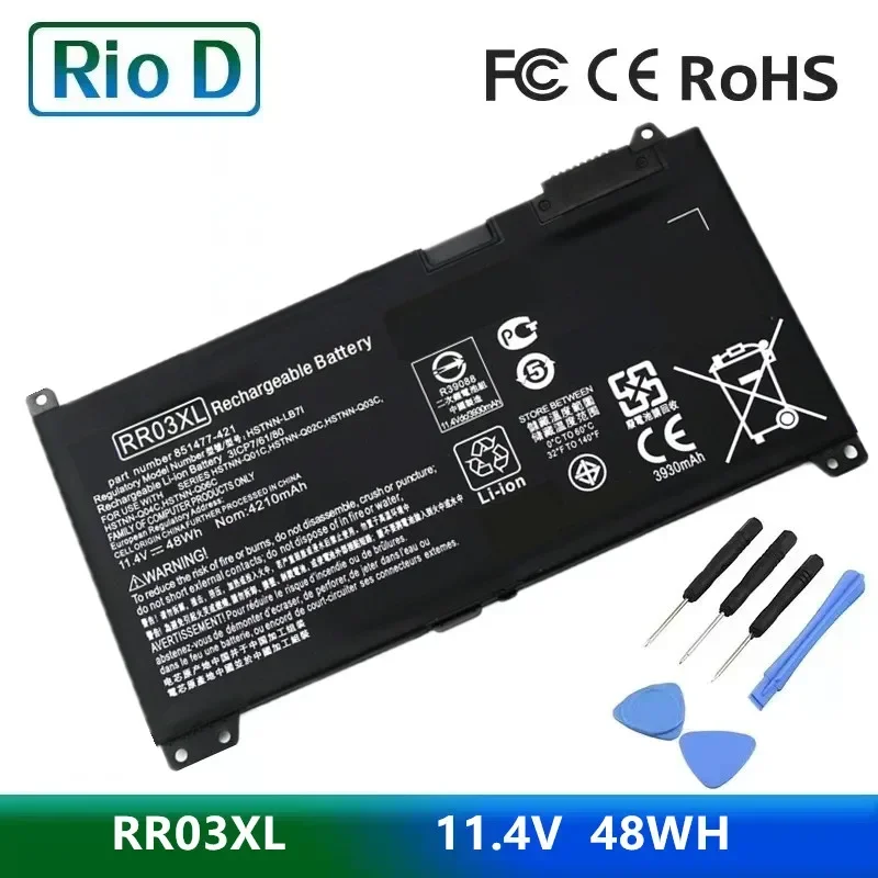 New RR03XL Battery for HP ProBook  440  450 455 470 G4 430 HSTNN-PB6W HSTNN-UB7C  HSTNN-Q01CHSTNN-LB71 51477-422 851610-855