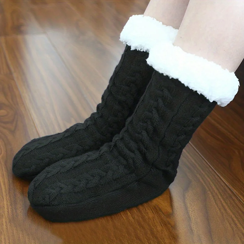 Fuzzy Slipper Socks For Women With Grippers Non Slip Sherpa Lined Slipper Socks Comfy  Warm Winter Floor Socks