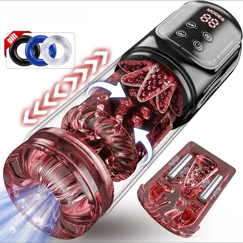 تلسكوبي دوران الاستمناء كأس مص القضيب مضخة جيب كس اللسان الجنس لعب الضارب المكبس التلقائي الاستمناء للرجال