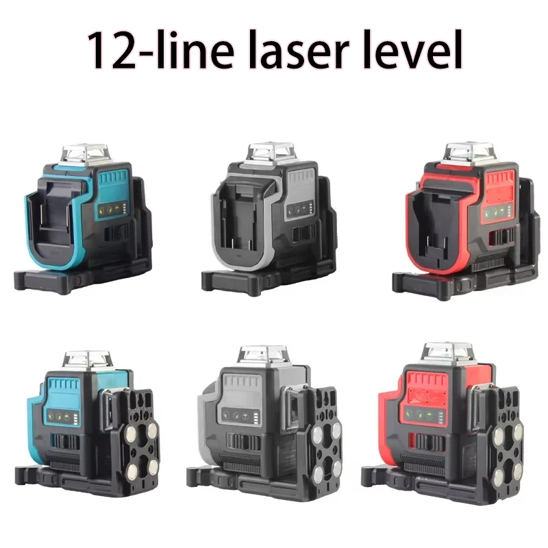 

12-line laser level floor level wall level for DeWalt/Makita/Milwaukee 18V battery Vertical Green Beams Meter Self-Leveling Tool