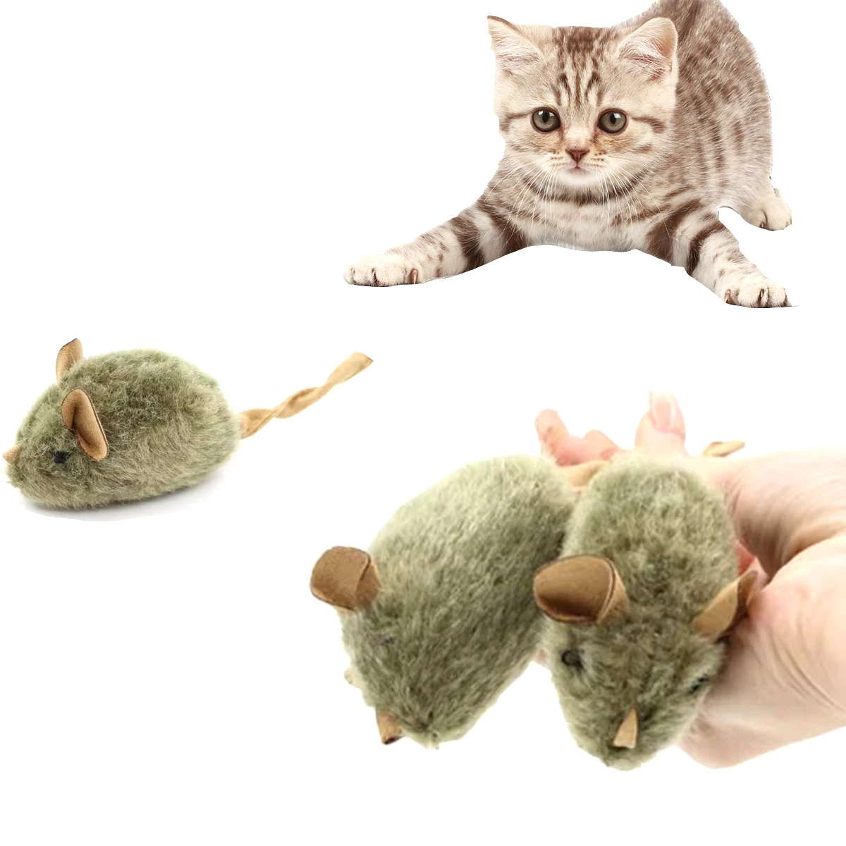 Interactive Mouse Plush Cat Chew Toy Squeaky Imitation Mice Bite Resistant Kitten Toy Interactive Plush Cat Toy Supplies 2