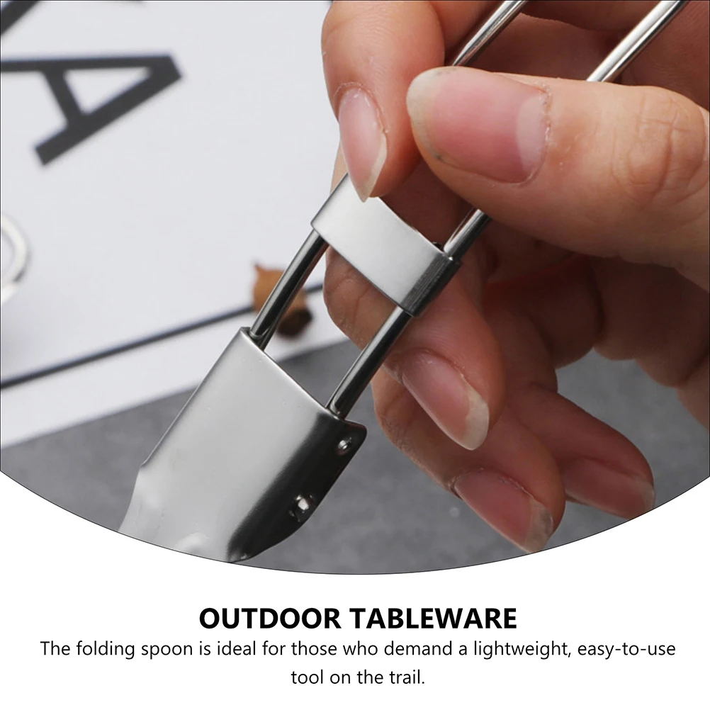 

4 Pcs Spoons Folding Tableware Camping Cutlery Cooking Utensils Backpacking Silver Multi-functional Fork and Travel