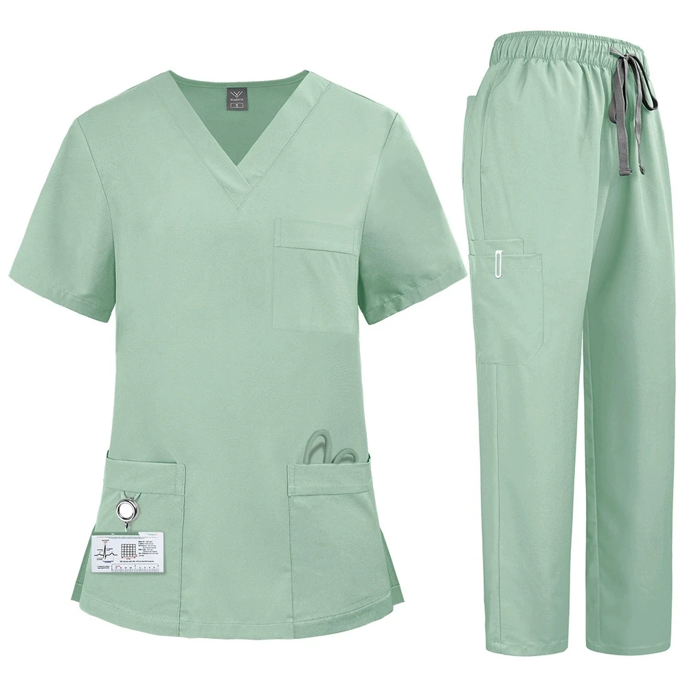 Top a maniche corte Pantaloni da jogging Uniforme Donna Infermiera Camice da laboratorio Scrub infermieristico Pet Salon Clinica odontoiatrica Infermieri Uniforme Scrub Set