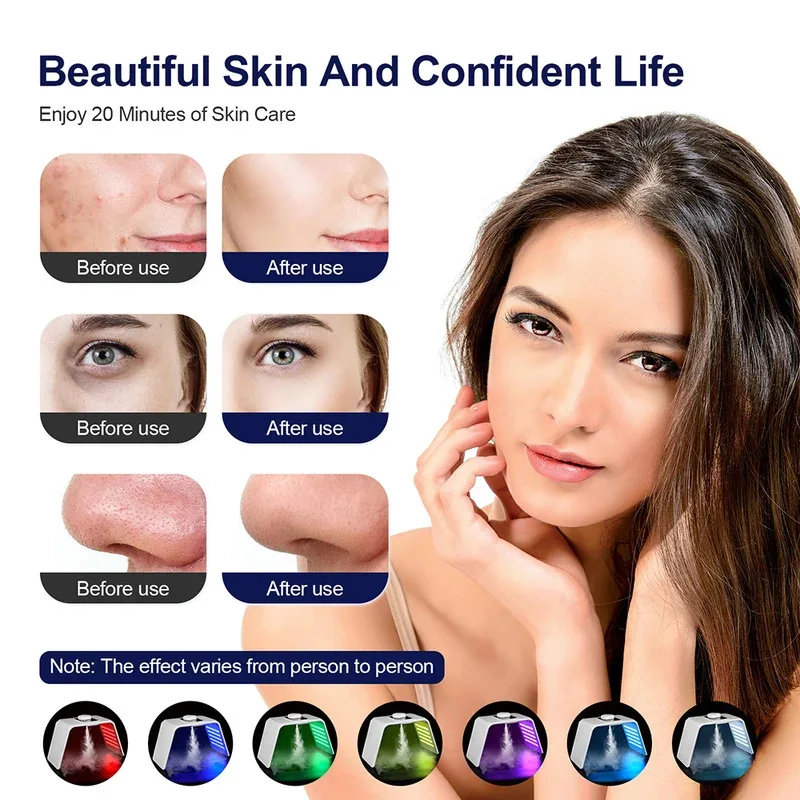 Masque de beauté photonique LED 7 couleurs, Nano Spray hydratant pour la peau, soins pour le visage et le corps, SPA