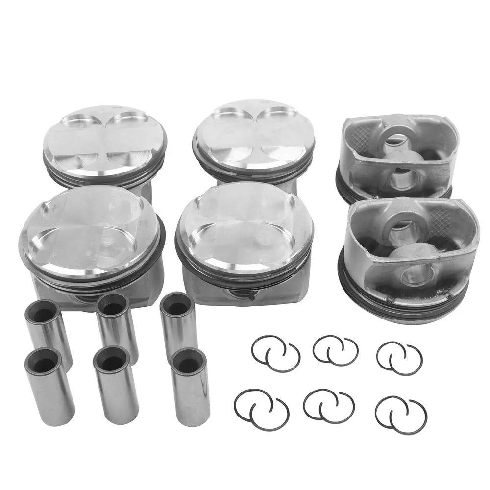 6PCS Pistons & Rings Set 10.7:1 For BMW E90 E60 E83 128i 328i 528i X1 N52 3.0L 11257558528 11257536373 11257561848 11257547838