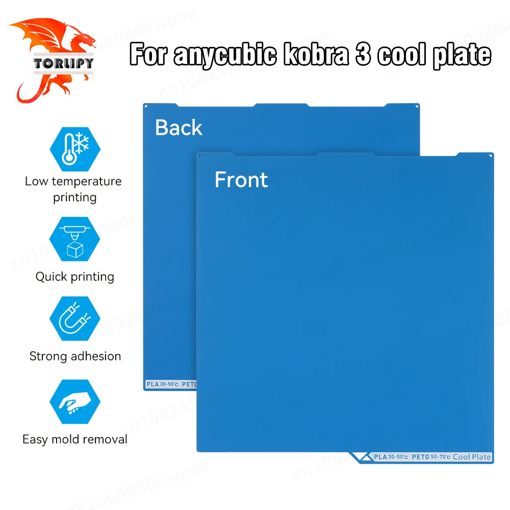 

For Anycubic Kobra 3 Cool Plate 255x268mm Kobra 3 Double Sided Printing Build Plate Low Temperature Heat Bed 3D Printer Parts