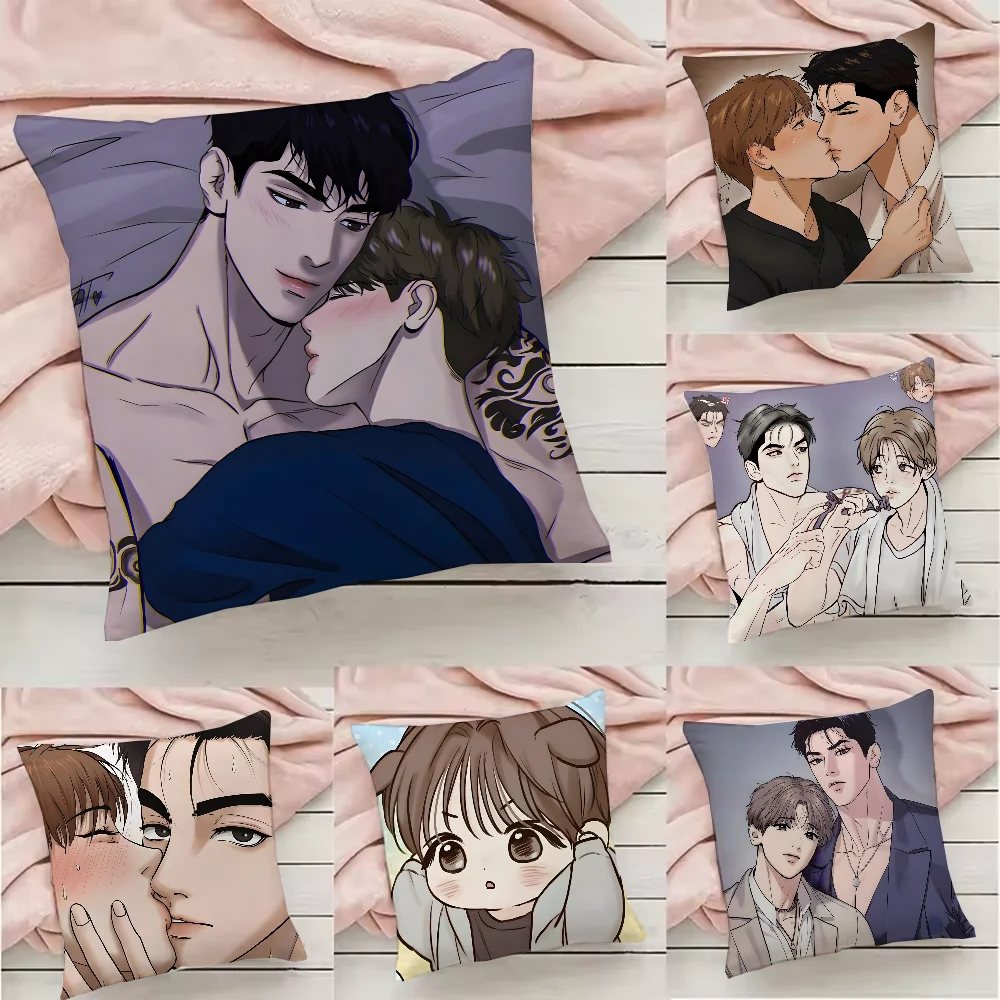 

Jinx BL Comics Pillow Case Pillowcase Anti-dustmite Pillow Invisible zipper silky short plush Sofa cushion cover