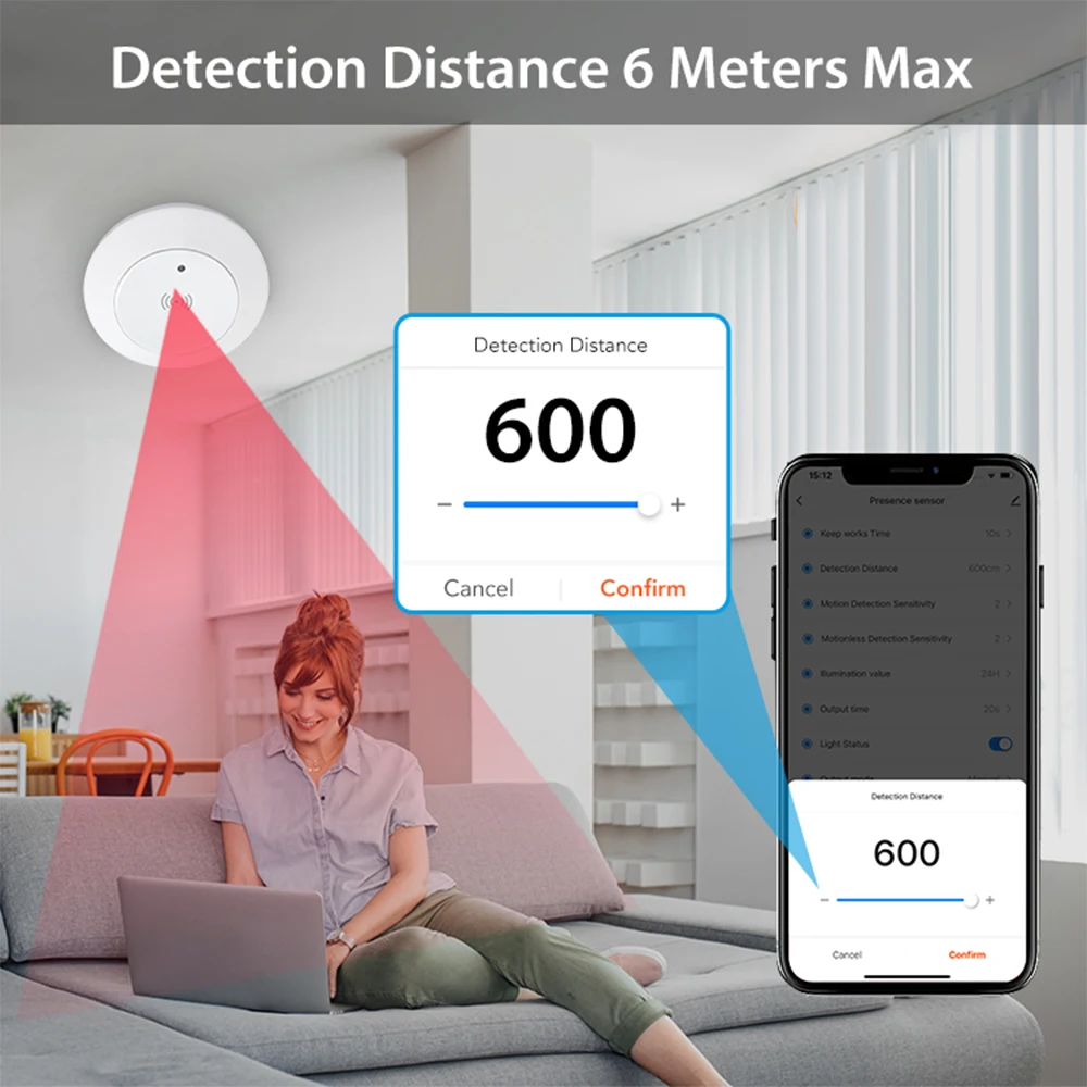 Tuya WiFi/ZigBee 24G MmWave Radar Smart Human Presence With Illumination Detector Support Light Switch 95~250V