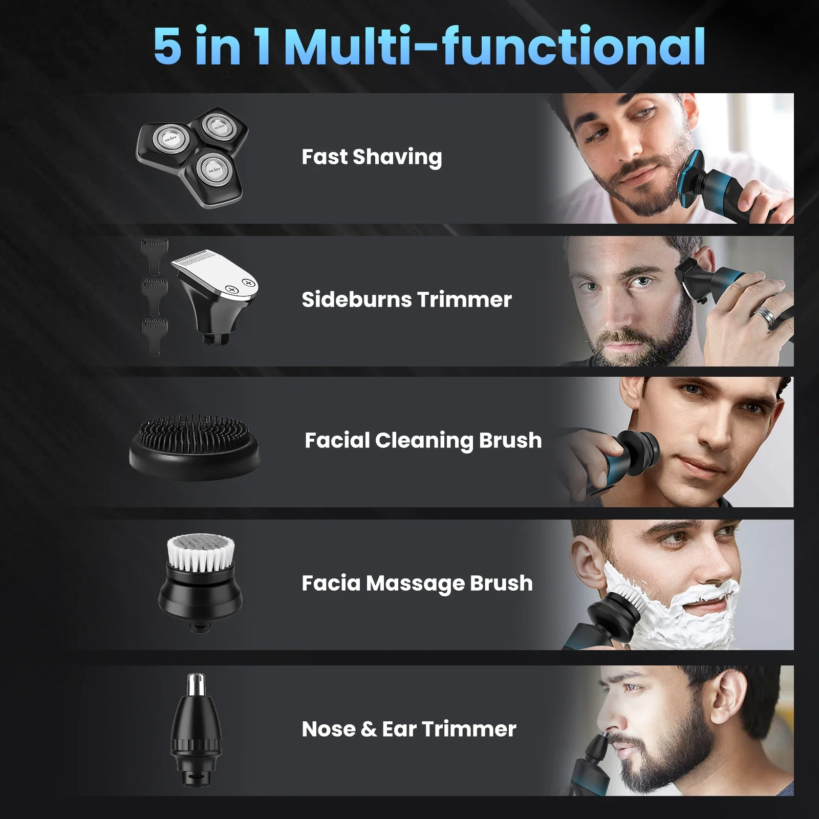 Shaver Washable Rechargeable 5 IN 1   Hair Clipper Cutting Shaving Machine for Men Beard Trimmer