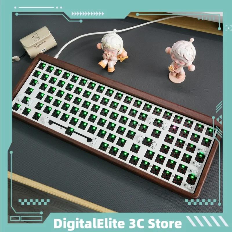 New 61 Key Mechanical Keyboard Kit Walnut Shell Second Generation Upgrade Customized Three Models Hot Swappable Rgb Color Light