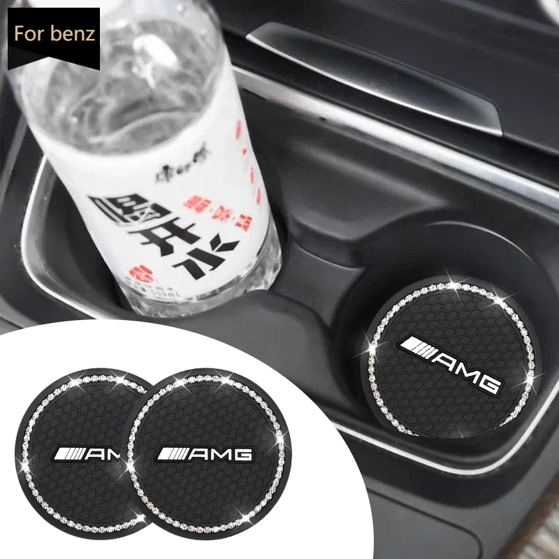 

.1/2 шт. автомобильная нескользящая подушка для чашки воды с бриллиантами и стразами, украшение для AMG W212 W213 W205 W177 W247 W176 CLS CLA