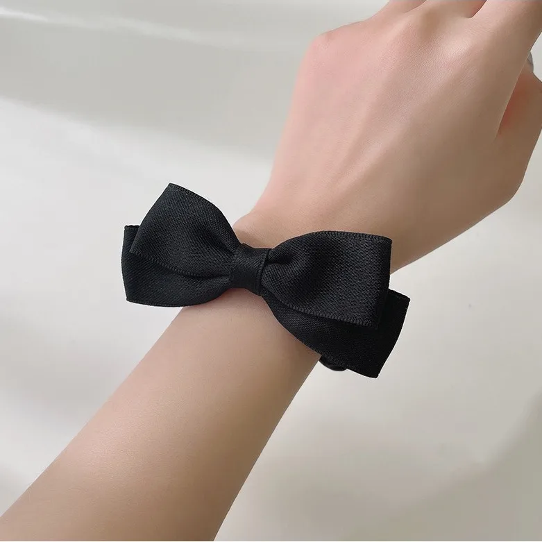 New Korean Bow Elastic Hair Bands Black White Simple Hair Ties Women Elegant Barrettes Headwear Girls Hair Accessories