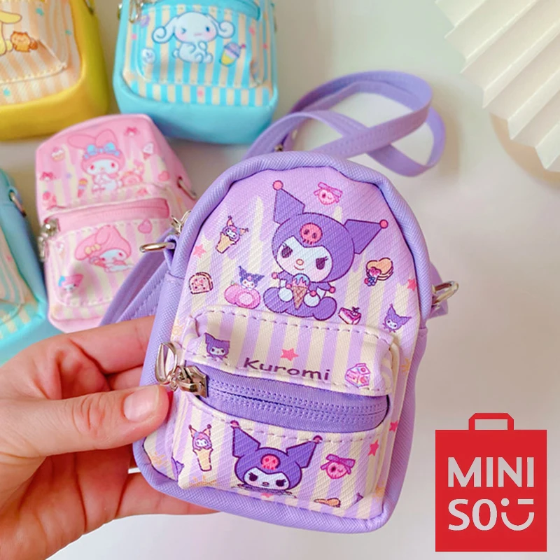 MINISO kreskówka PU dwufunkcyjny mały plecak wisiorek Mini torba Crossbody portfel uromi z nadrukiem futerał na klucze dziewczynka torba na ramię