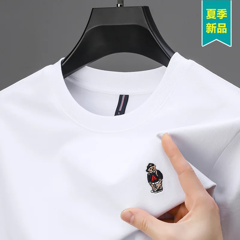 

Paul Bear Embroidered Tshirt 2025 New Summer Cotton Tee Fashion Casual Comfortable Unisex Short Sleeve Top Men Women gothic