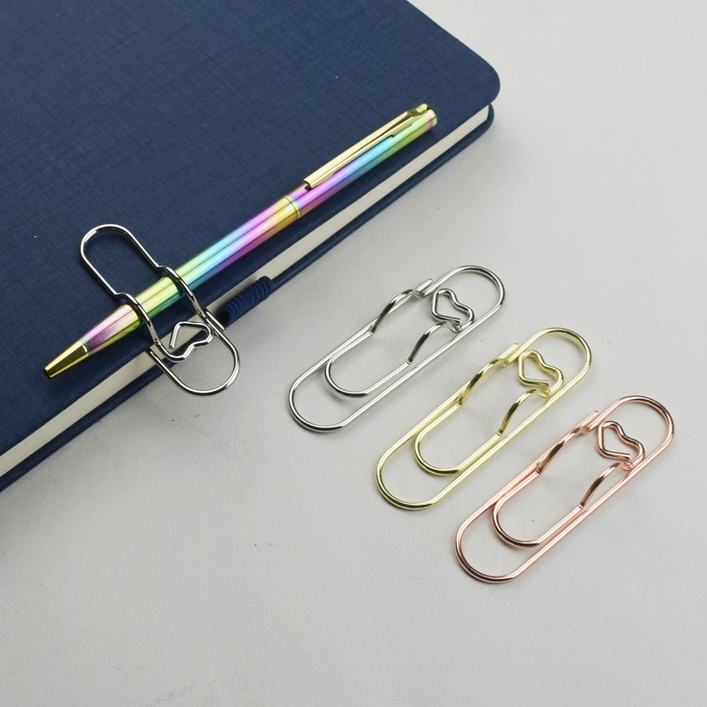 

3pcs/Set Metal Paper Clips with Pen Holder Multi-functional Binder Clips Convenient Desk Organizer Office School Supplies