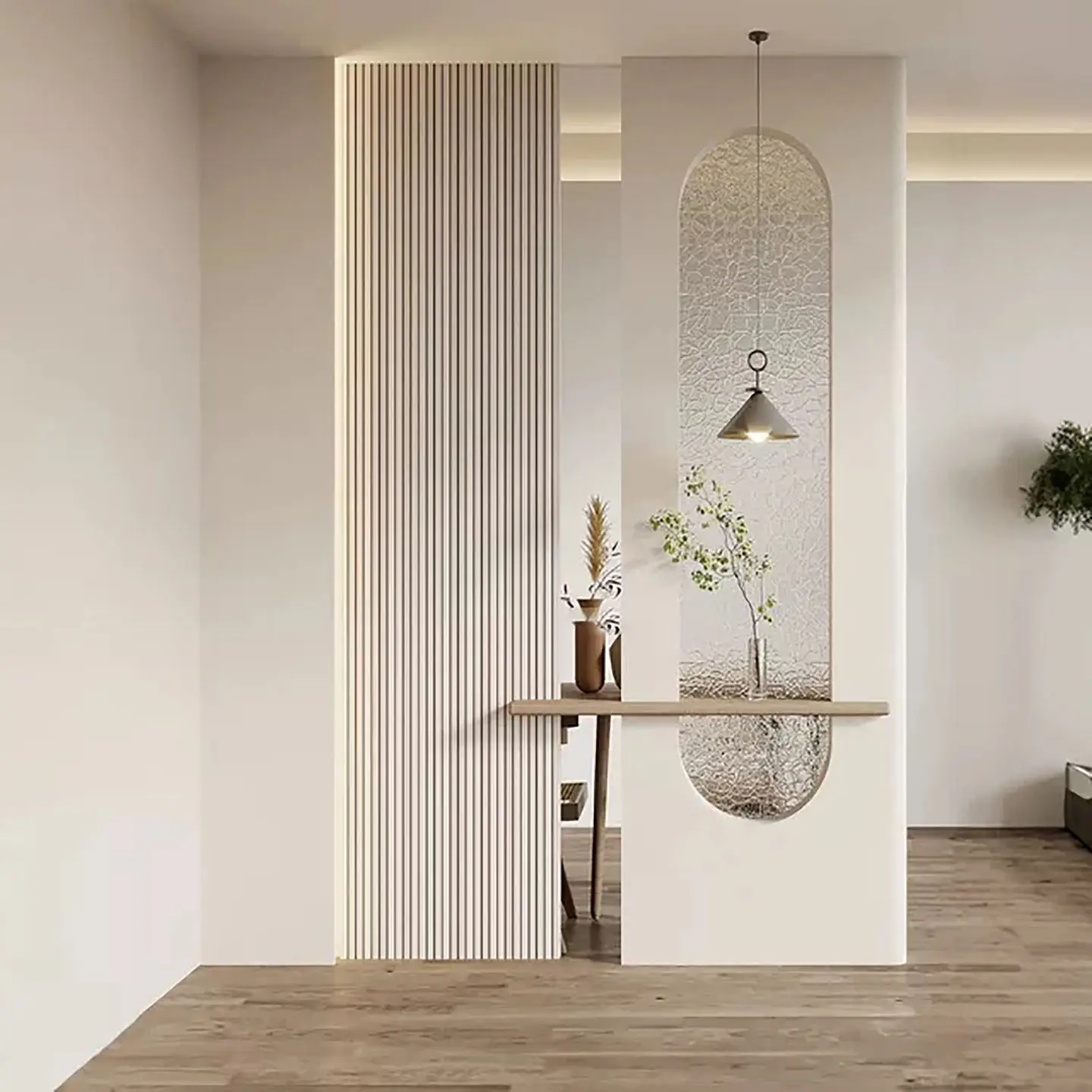 Nordic cream style living room entry grille false wall solid wood entrance screen partition blocking glass bedroom household