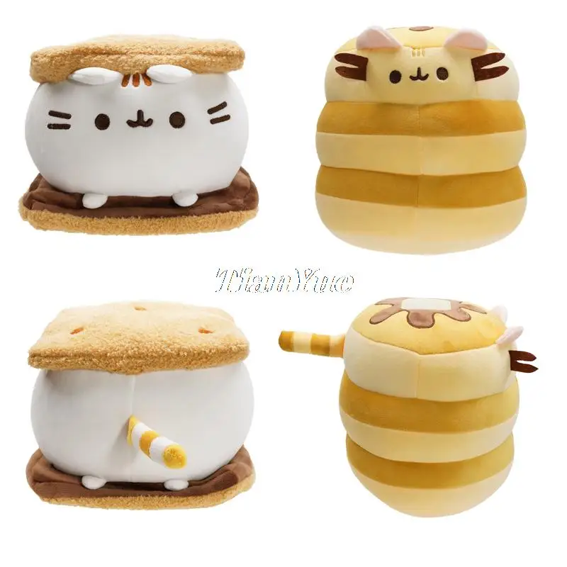 Cute Animal Sandwich Biscuits Cats soft Stuffed Pussy Christmas Gift Toys for Christmas 22cm