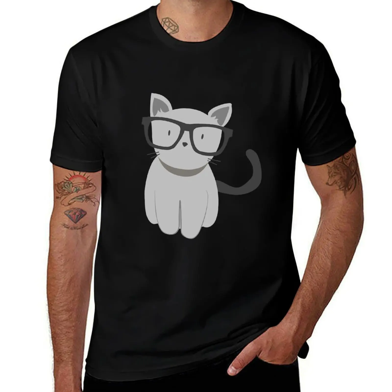 

Hipster Cat with glasses T-Shirt Blouse graphic tee shirt sweat vintage t shirt men