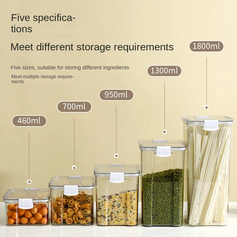 Large Capacity Waterproof Transparent Sealed Jar Multi-size Scene Kitchen Candy Dried Grain Storage With Lid Fridge Storage Tank