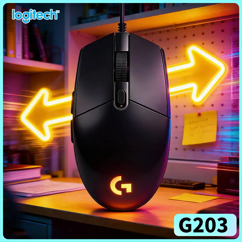 

Игровая мышь Logitech G203, 8000 DPI, LIGHTSYNC RGB, 16,8 млн цветов, 6 кнопок, 85 г, гарантия 2 года, для Mac, ПК, ноутбуков, быстрая доставка