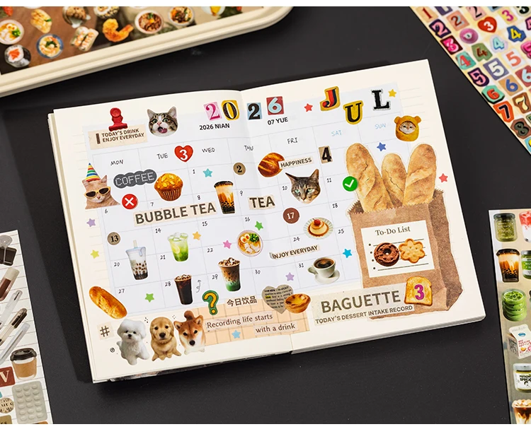 Journal GO 30-seitiges, vielseitiges, niedliches Stickerbuch, perforiertes, glänzend beschichtetes Papier, dekoratives Stickerpapier für Journaling und Scrapbooking – Detail 14