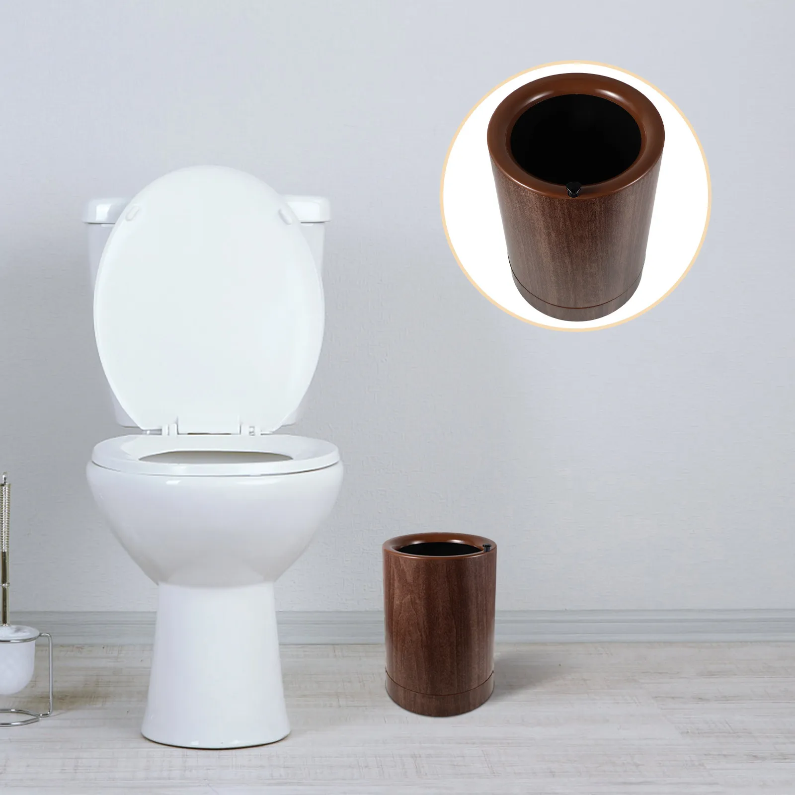 

Plastic Wood Grain Trash Can 9L Inner Bucket Rolling Lidless Garbage Bin for Kitchen Bedroom Office Waste Paper Basket