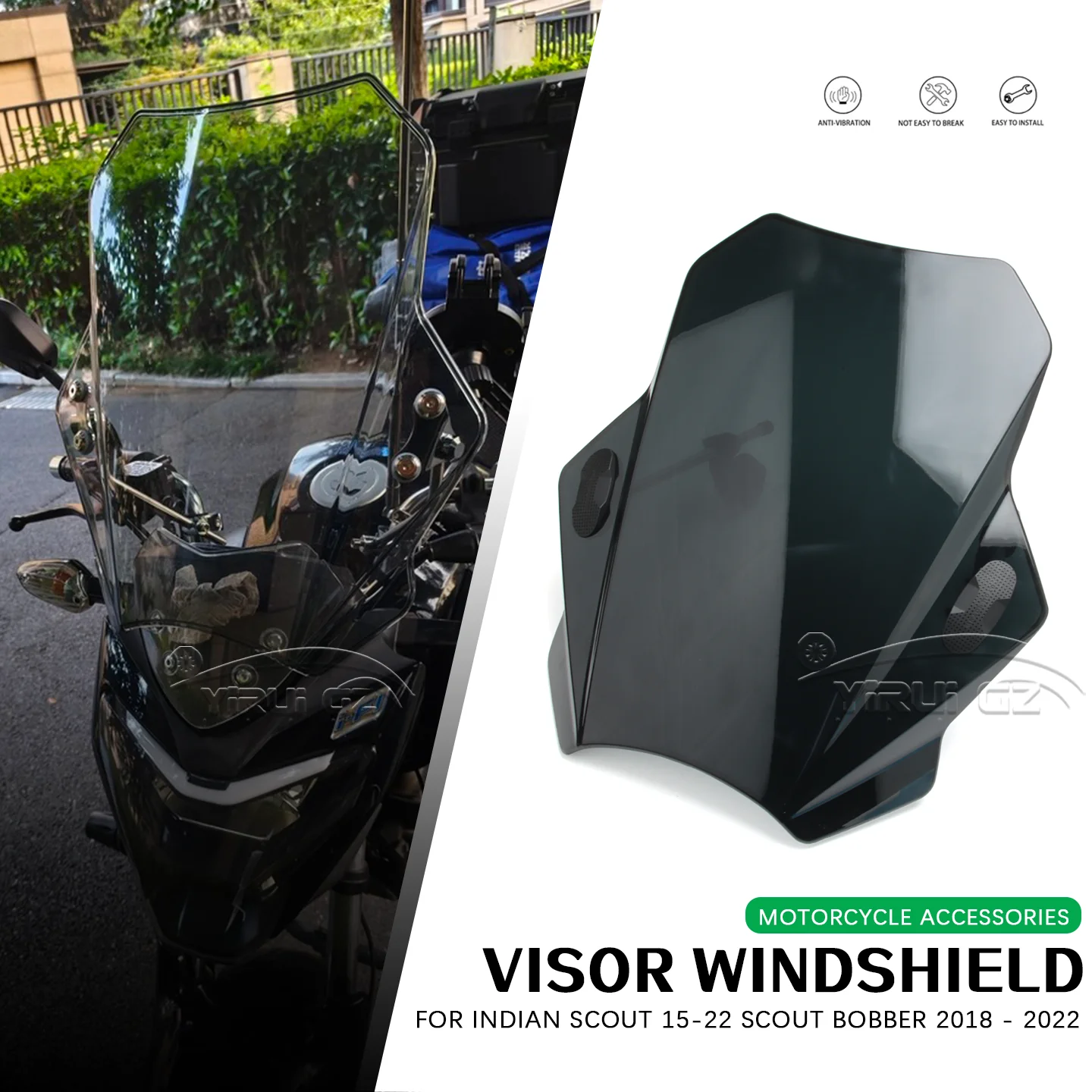 

Ветровое стекло для мотоцикла INDIAN SCOUT 2015-2022, SCOUT BOBBER 2018-2022, защитный дефлектор