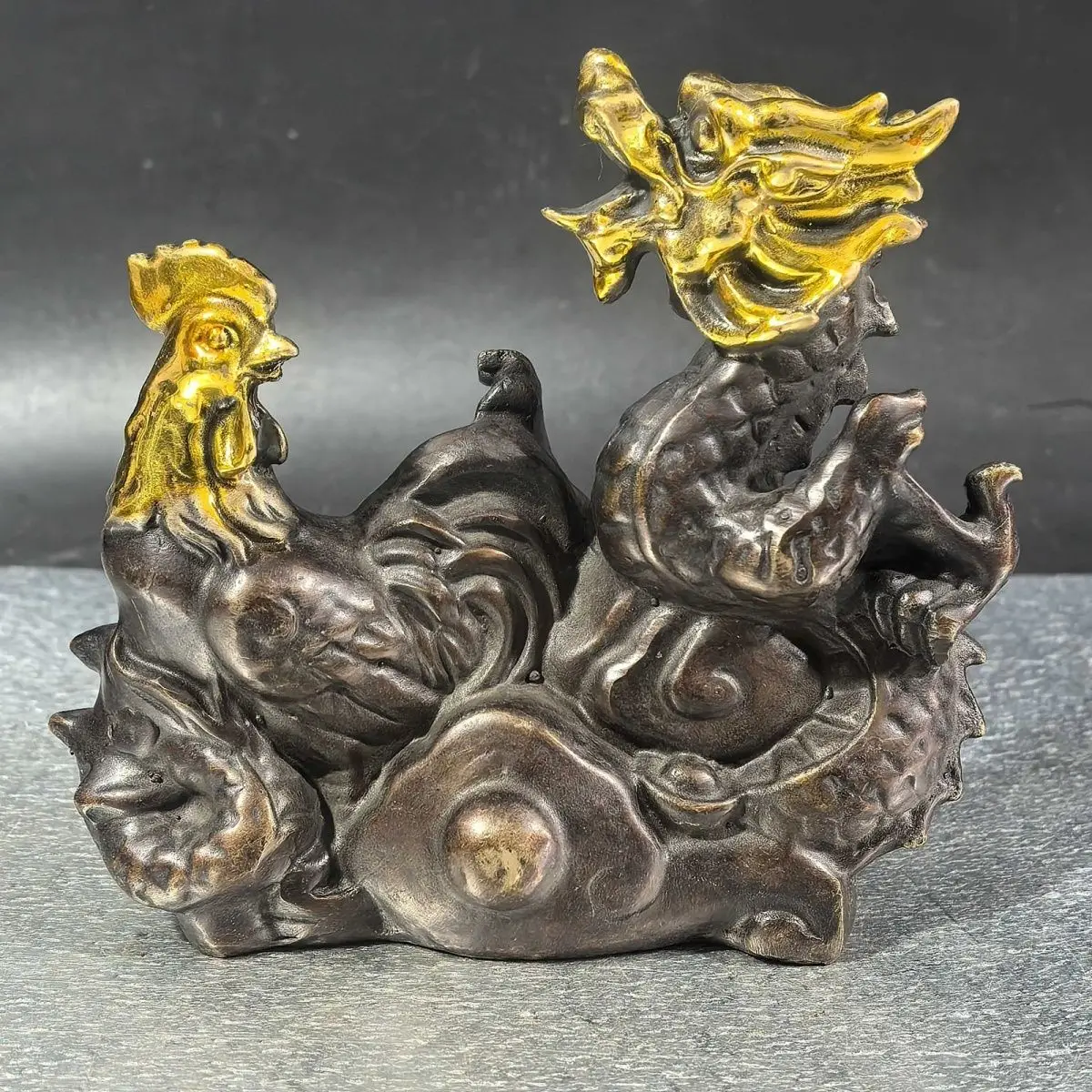 collection copper gilt dragon and phoenix ornament exquisite workmanship, pulp perfect home decoration ornament