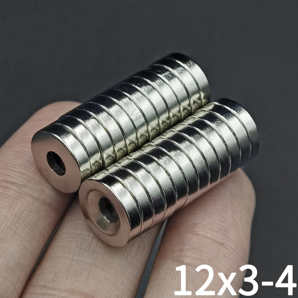 10/20/40Pcs 12x3-4 Hole Magnet 12mm X 3mm Hole 4mm Round Super Powerful Strong Permanent Magnetic for Fridge, DIY, Building