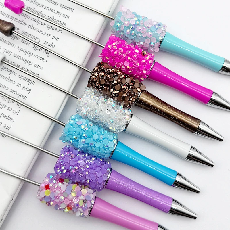 Imagem -03 - Plástico Beadable Beadable Caneta Esferográfica Faça Você Mesmo Bead Pen Escritório Escrita Suprimentos Papelaria Escola 24 Pcs